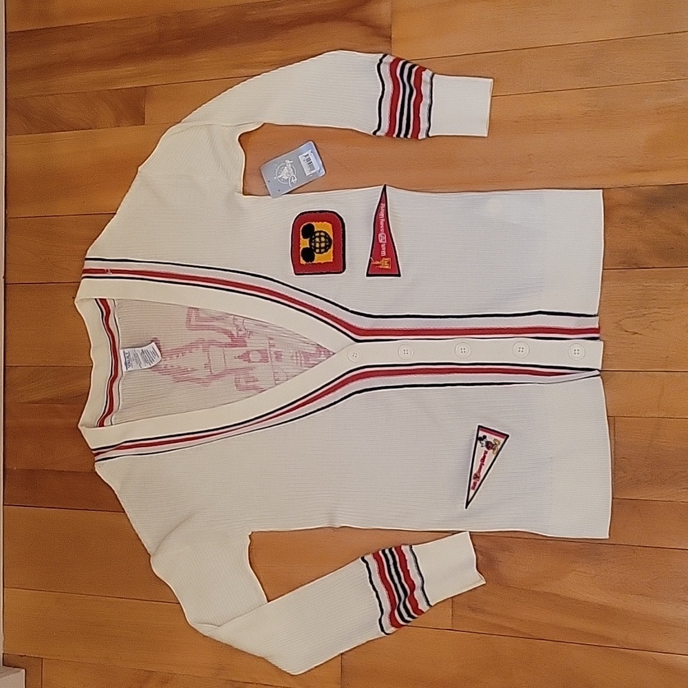 RARE Walt Disney Vault cream/red cardigan
